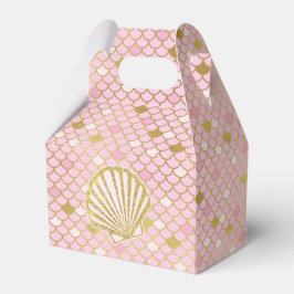 Roze en gouden zeemeermin Favor Box Bedankdoosjes