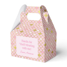 Roze en gouden zeemeermin Favor Box