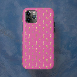 Roze en gouden zeepaardherhalingspatroon Case-Mate iPhone case