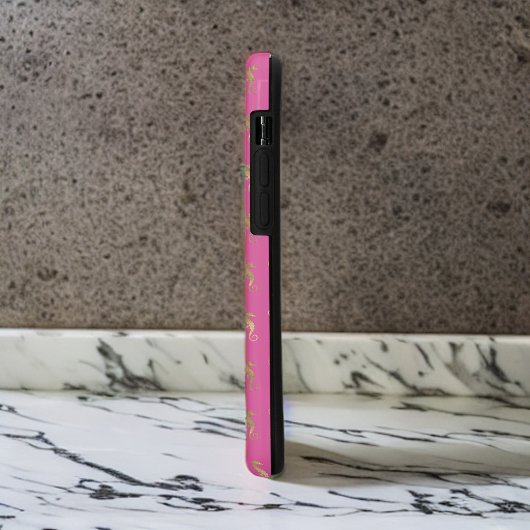 Roze en gouden zeepaardherhalingspatroon Case-Mate iPhone case
