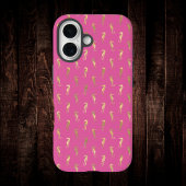 Roze en gouden zeepaardherhalingspatroon Case-Mate iPhone case