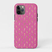 Roze en gouden zeepaardherhalingspatroon Case-Mate iPhone case (Achterkant)