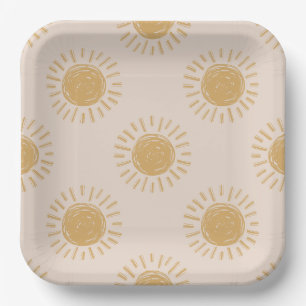 Roze en Gouden Zon Papier Borden Papieren Bordje
