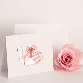 Roze en gouden zwaan blanco Kaart