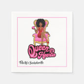 Roze en Gouden Zwarte Vrouw Koningin Servet (Voorkant)