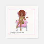 Roze en Gouden Zwarte Vrouw Koningin Servet (Voorkant)