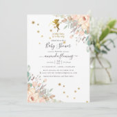 Roze en goudfeitisch Baby shower Kaart (Staand voorkant)