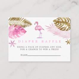 Roze en goudflamingo Baby shower, luieraffle Informatiekaartje