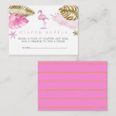 Roze en goudflamingo Baby shower, luieraffle Informatiekaartje (Voorkant / Achterkant)