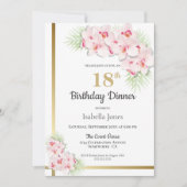 Roze en goudflens 18e verjaardag Dinner Party Kaart (Voorkant)