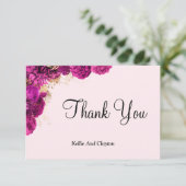 Roze en goudflens Dank je kaarten (Staand voorkant)