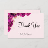 Roze en goudflens Dank je kaarten (Voorkant / Achterkant)