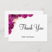 Roze en goudflens Dank je kaarten (Voorkant / Achterkant)