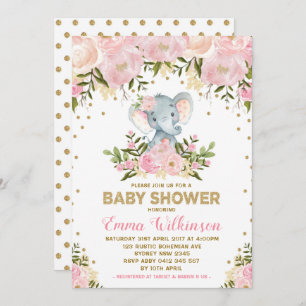 Roze en goudflens Uitnodiging tot Baby shower