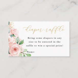 Roze en goudflesjes Baby Diaper Raffle Ticket