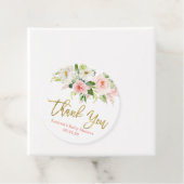 Roze en goudfloraal bedankjes labels (In situ)