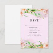 Roze en goudFloral Geometric Wedding RSVP Kaartje (Voorkant / Achterkant)
