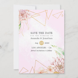 Roze en goudFloral Geometric Wedding Save The Date