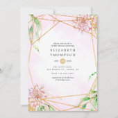 Roze en goudFloral geometrisch Vrijgezellenfeest Kaart (Voorkant)