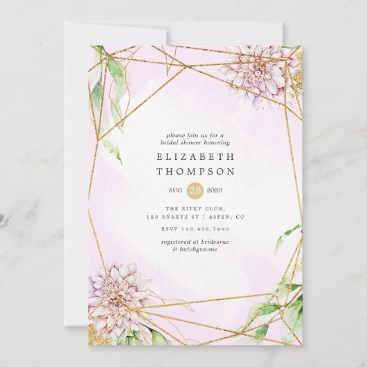 Roze en goudFloral geometrisch Vrijgezellenfeest Kaart (Voorkant)