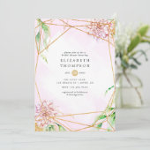 Roze en goudFloral geometrisch Vrijgezellenfeest Kaart (Staand voorkant)