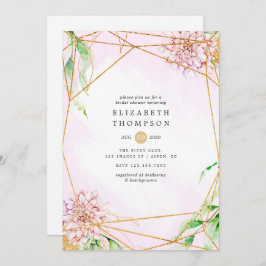 Roze en goudFloral geometrisch Vrijgezellenfeest Kaart