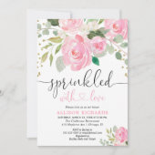 Roze en goudflorale baby sprinkhaan kaart (Voorkant)