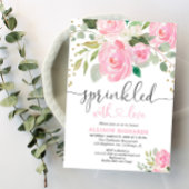 Roze en goudflorale baby sprinkhaan kaart