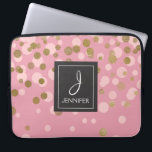 Roze en goudfolie Confetti Elegant Monogram Laptop Sleeve<br><div class="desc">Roze en Faux Gold Folie Confetti Elegant Monogram Hoesje. Dit hoesje kan worden aangepast om uw initiaal en volledige naam op te nemen.</div>