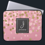 Roze en goudfolie Confetti Elegant Monogram Laptop Sleeve<br><div class="desc">Roze en Faux Gold Folie Confetti Elegant Monogram Hoesje. Dit hoesje kan worden aangepast om uw initiaal en volledige naam op te nemen.</div>