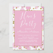 Roze en goudfolie Confetti Hen's Party Kaart (Voorkant)
