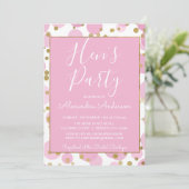 Roze en goudfolie Confetti Hen's Party Kaart (Staand voorkant)