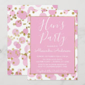 Roze en goudfolie Confetti Hen's Party Kaart (Voorkant / Achterkant)