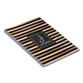 Roze en goudfolie Monogram Gestoken Notitieboek (Rechterzijde)