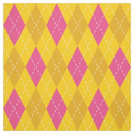 Roze en goudgele argyle Patroon Stof (Swatch)