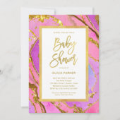  roze en goudgeode | BABY SHOWER Kaart (Voorkant)
