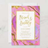 roze en goudgeode | Brunch en Bubble Kaart (Voorkant)