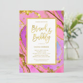 roze en goudgeode | Brunch en Bubble Kaart (Staand voorkant)