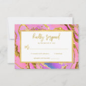 Roze en goudgeode RSVP kaartje (Voorkant)