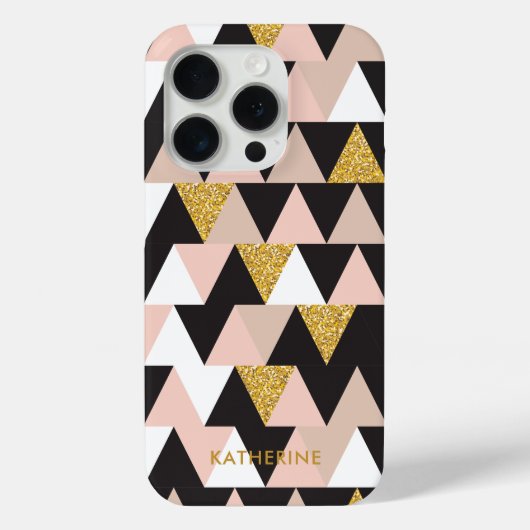 Roze en goudgeometrisch Abstract patroon Case-Mate iPhone Case (Achterkant)