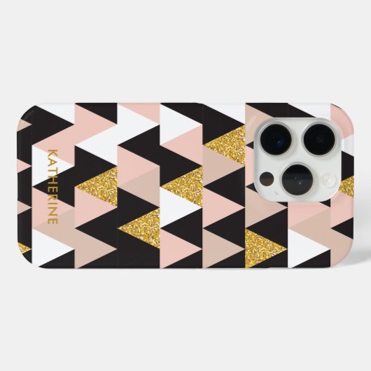 Roze en goudgeometrisch Abstract patroon Case-Mate iPhone Case (Achterkant (horizontaal))
