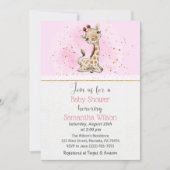 Roze en goudGiraffe Baby shower Kaart (Voorkant)