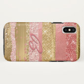 Roze en goudglam Case-Mate iPhone case (Achterkant (horizontaal))