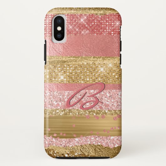Roze en goudglam Case-Mate iPhone case (Achterkant)