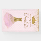Roze en goudglam Dress Quinceañera Banner (Horizontaal)