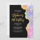 Roze en goudglam Fire Opal 70e verjaardag Kaart (Voorkant)