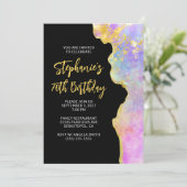 Roze en goudglam Fire Opal 70e verjaardag Kaart (Staand voorkant)