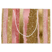 Roze en goudglam Gift Bag Large Cadeautasje (Achterkant)