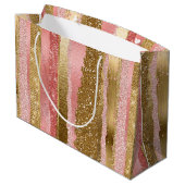 Roze en goudglam Gift Bag Large Cadeautasje (Achterkant Gekanteld)