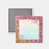 Roze en goudglanzend lijst achtergrond magneet (Voorkant / Achterkant)